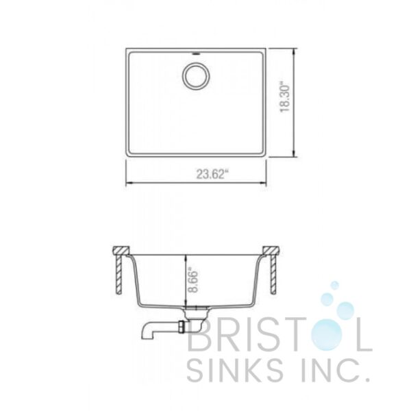 Évier de cuisine à cuve simple Virtuo Granite à montage sous plan – Image 4